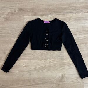 Edikted Black Long Sleeve Crop Top